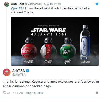 星战迷注意了！美国禁止星战周边可乐瓶上飞机，因形似“手雷”
